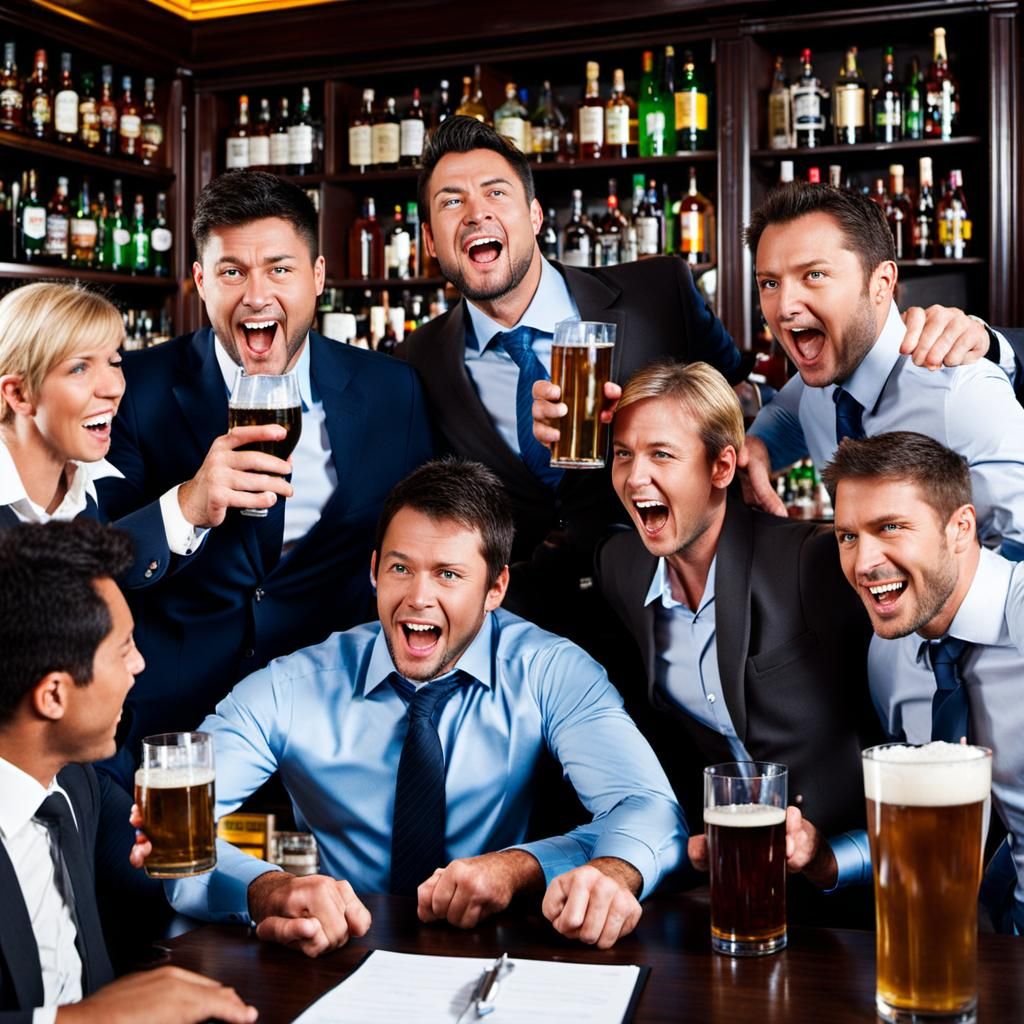 Office Workers Relaxing at a Bar