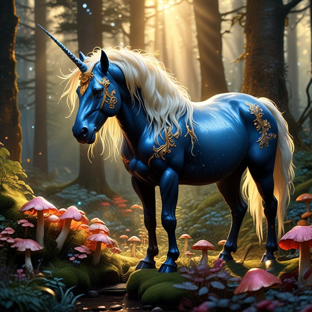 Ethereal Fantasy Unicorn in a Misty Forest