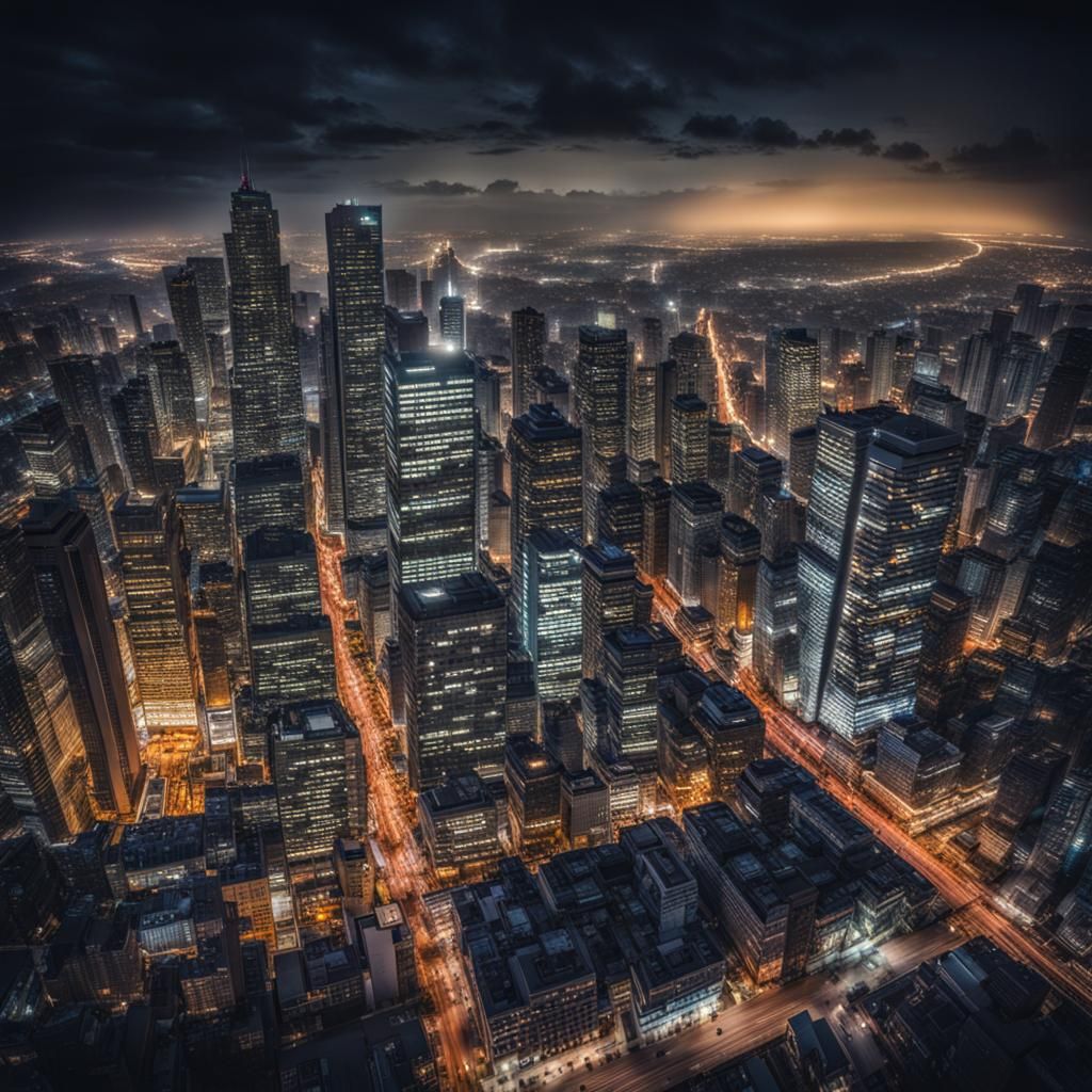 Hyperrealistic Nighttime Cityscape in High Definition