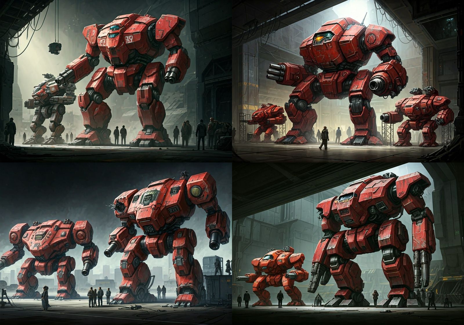 Battle-Damaged Mechs in Repairs