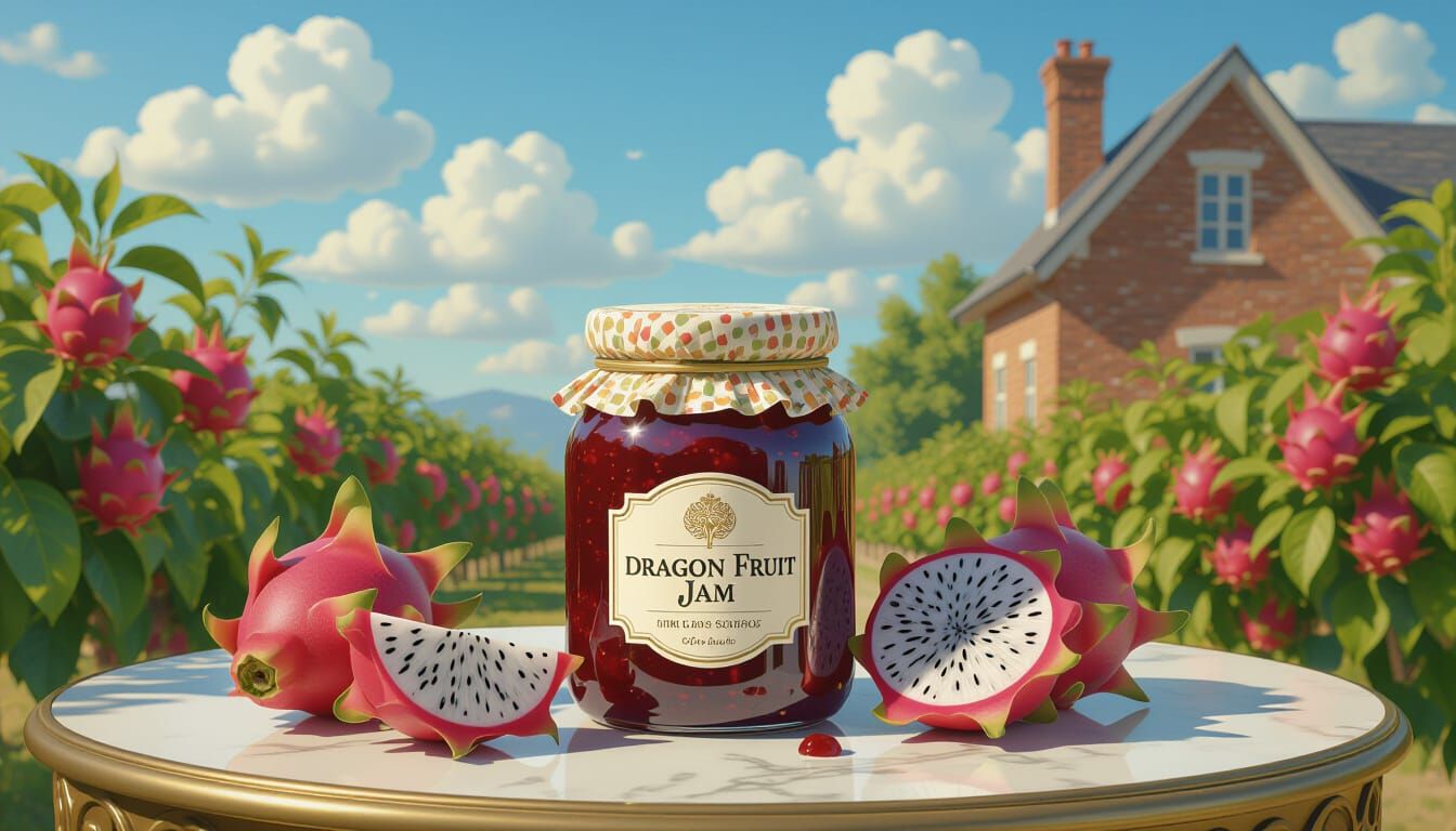 Luxurious Dragon Fruit Jam Setting in Impressionist Style