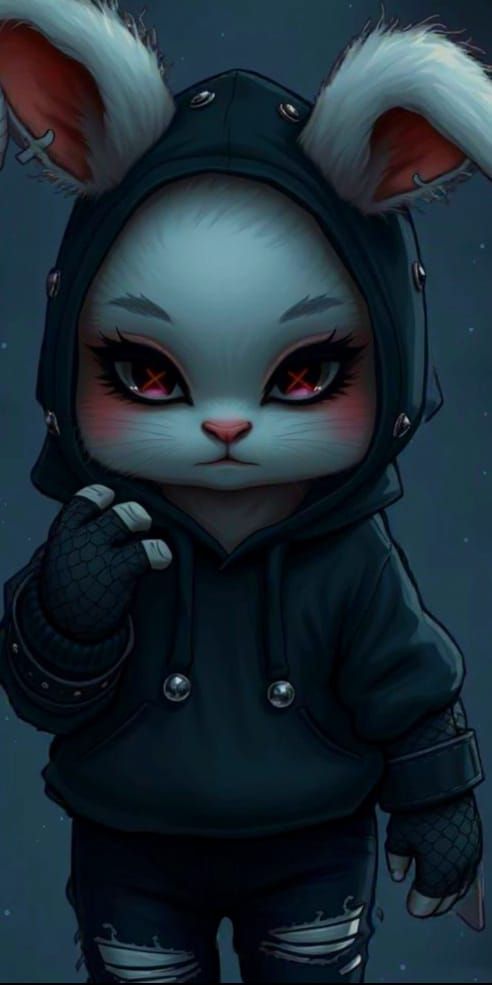 Dark Emo Bunny-Human in Black Attire