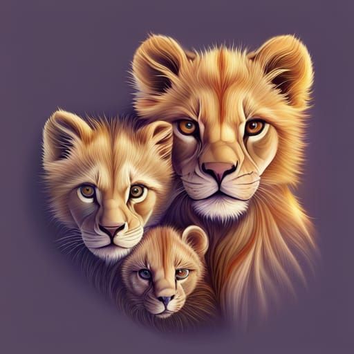 Hyperrealistic Baby Lion Cubs in Digital Art