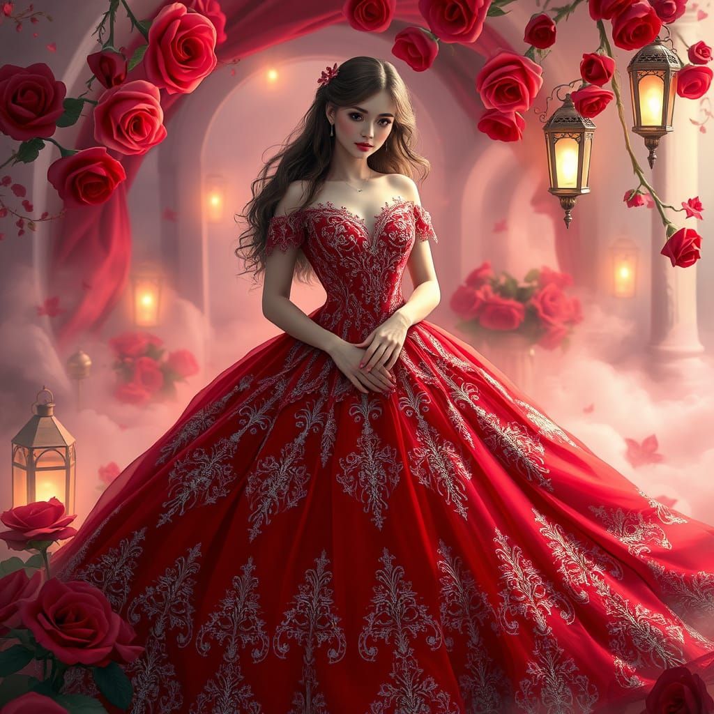 Ethereal Valentine Beauty in Whimsical, Romantic Ballgown Se...