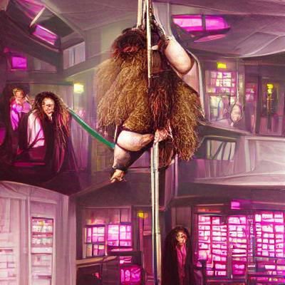 Hagrid as Stripper in Seedy Club