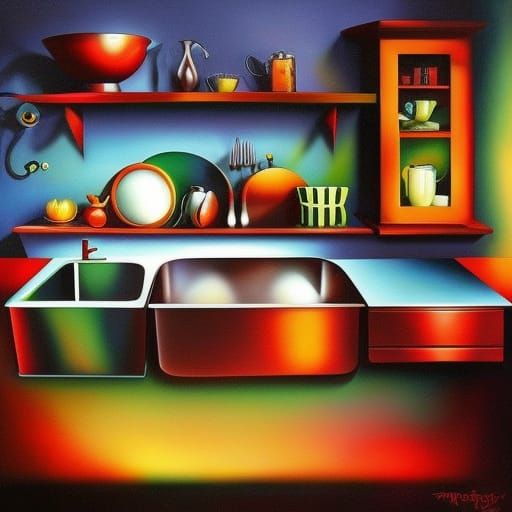Fantasy Kitchen Sink in Tim Burton Style