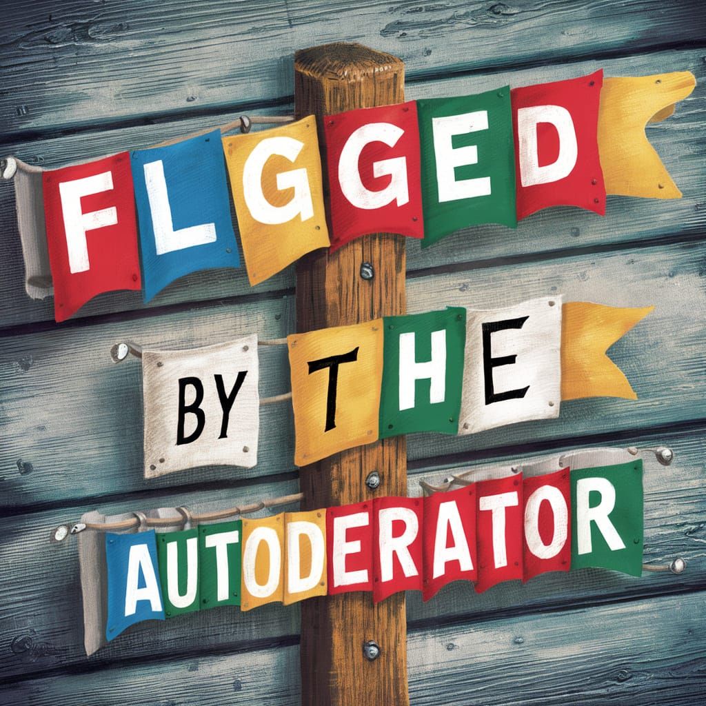 words "Flagged by the automoderator" on a sign
