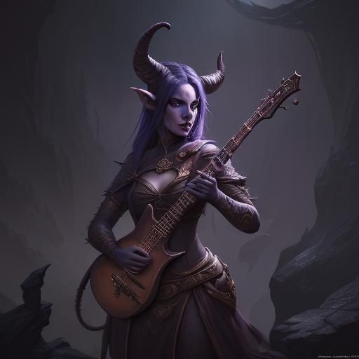 Tiefling Bard in Detailed Fantasy Concept Art
