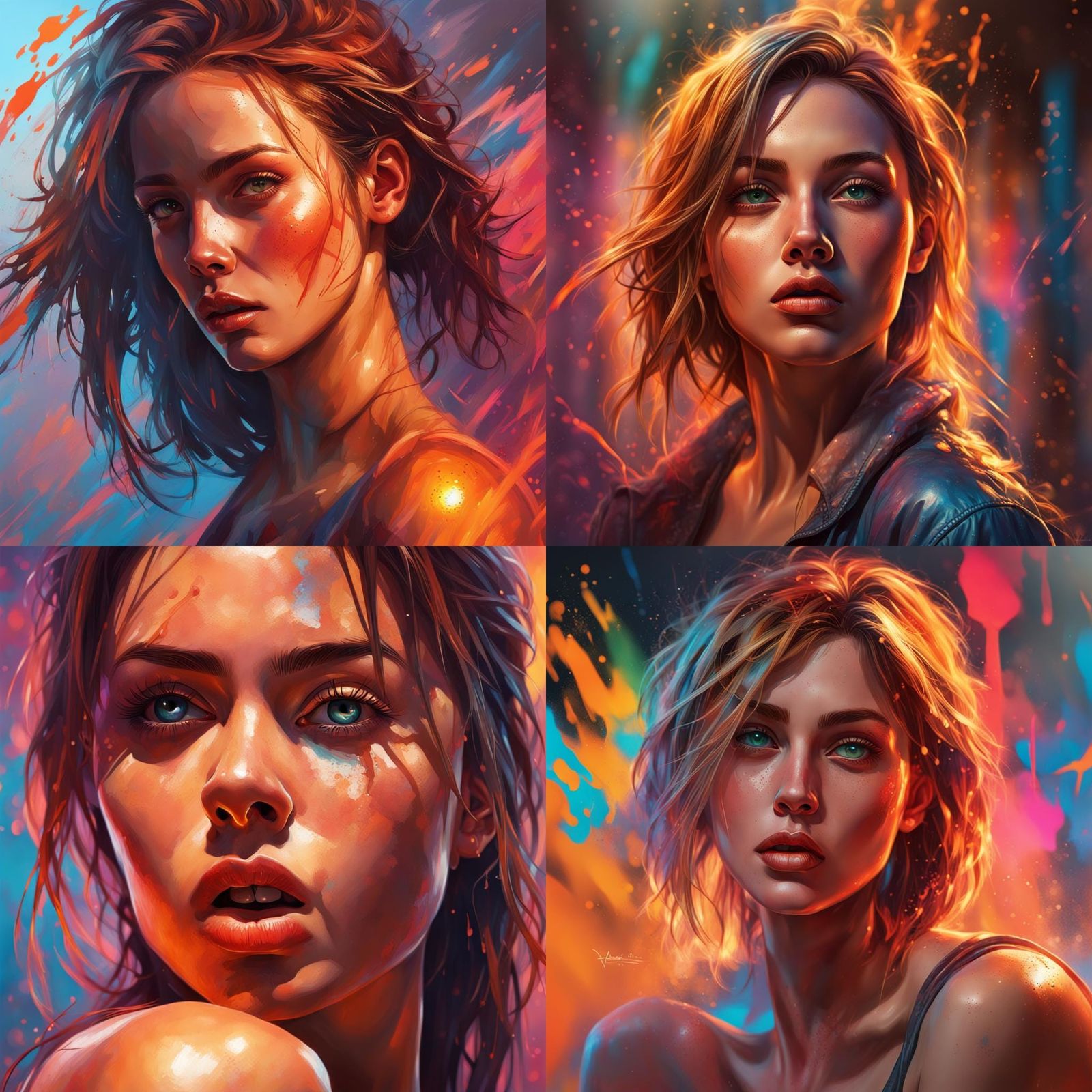 Hyperrealistic Portrait of a Woman in Splash Art