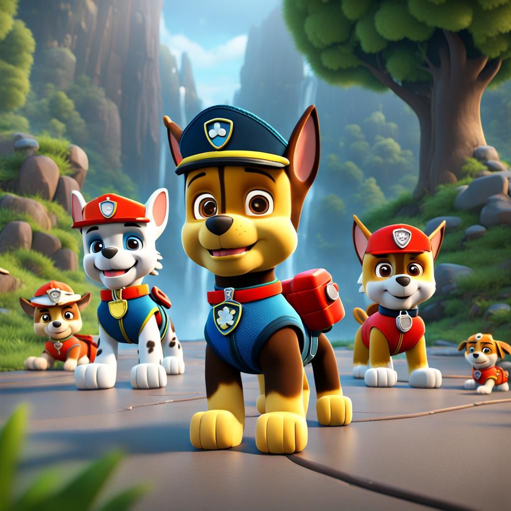 Detailed Paw Patrol Matte Painting in 8k