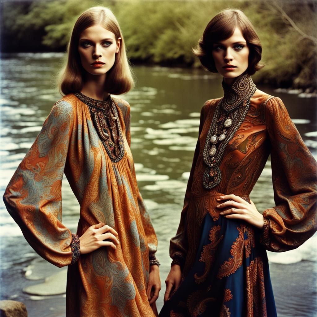1970s Fashion Photo with Paisley and Folklore Styles