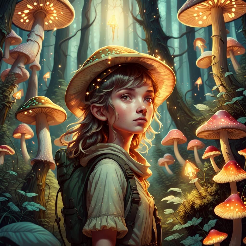 Enchanting Forest Adventure in Whimsical Illustration