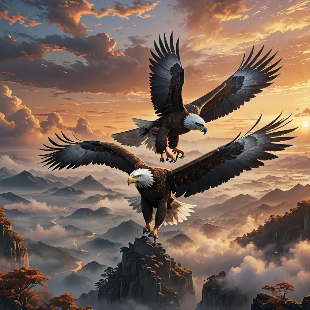 Majestic Giant Eagle Soars in Anime Key Visual