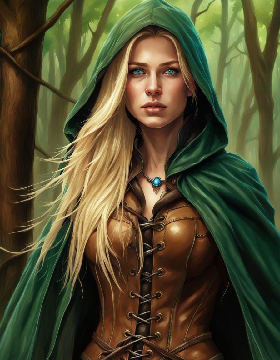 Fantasy Ranger in Forest, Hyperrealistic Concept Art