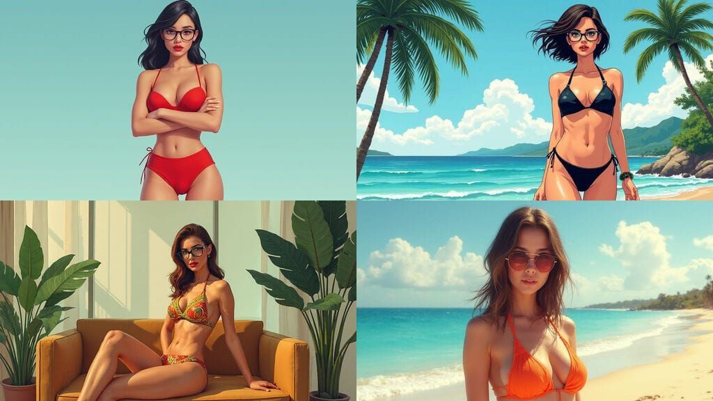 Serene Therapist with Glasses and Firm Voice in a Bikini