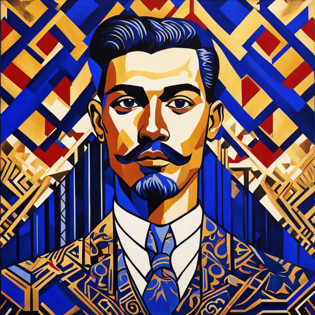 Art Deco Portrait of a Confident Gay Man