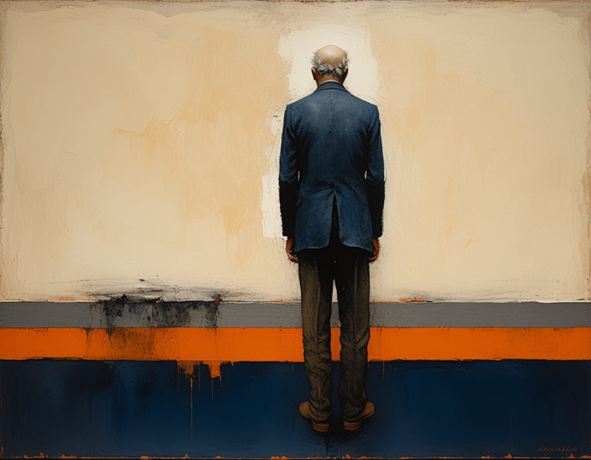 Impressionist Oil Painting of a Resigned Figure