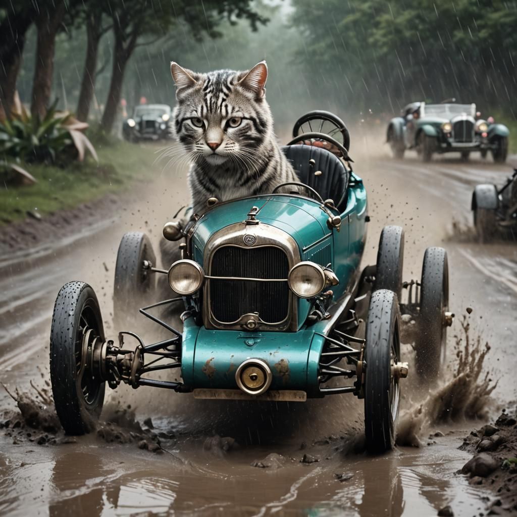 Felinoid Racer in 1930s Race Car