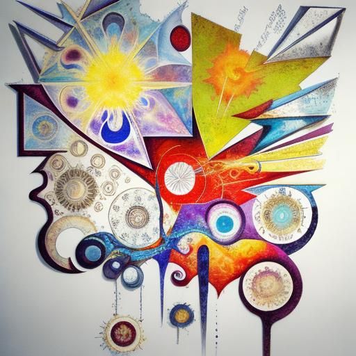 Psychedelic Abstract Tesselated Geometric Composition in 3D