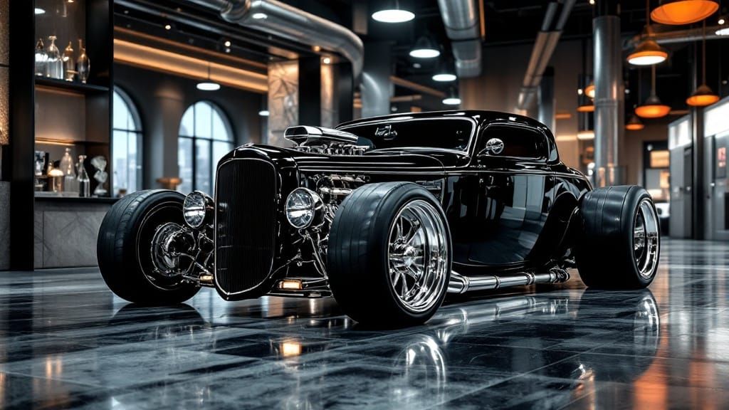 Sleek Black Custom Car Takes Center Stage in Raw, Upscale Sh...