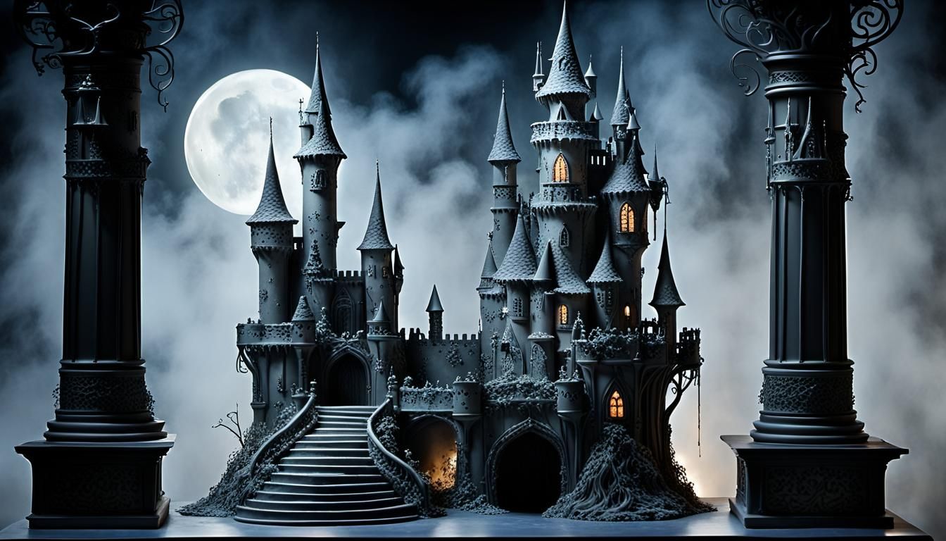 Reanimated bride Elaborate 20 tier castle cake sculpture at ...