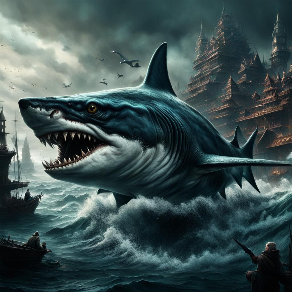 Epic Goblin Shark Digital Matte Painting