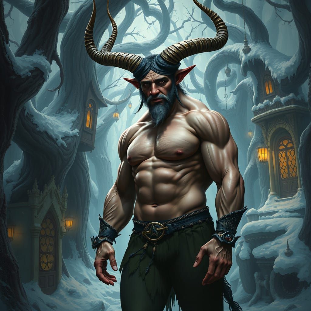 Krampus in Majestic Art Nouveau Fantasy Scene