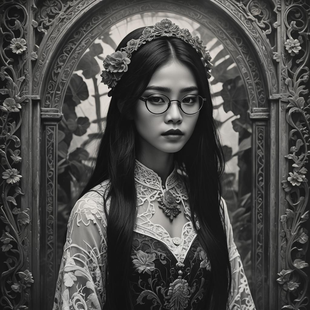 Vietnamese Catrina in Art Nouveau Style