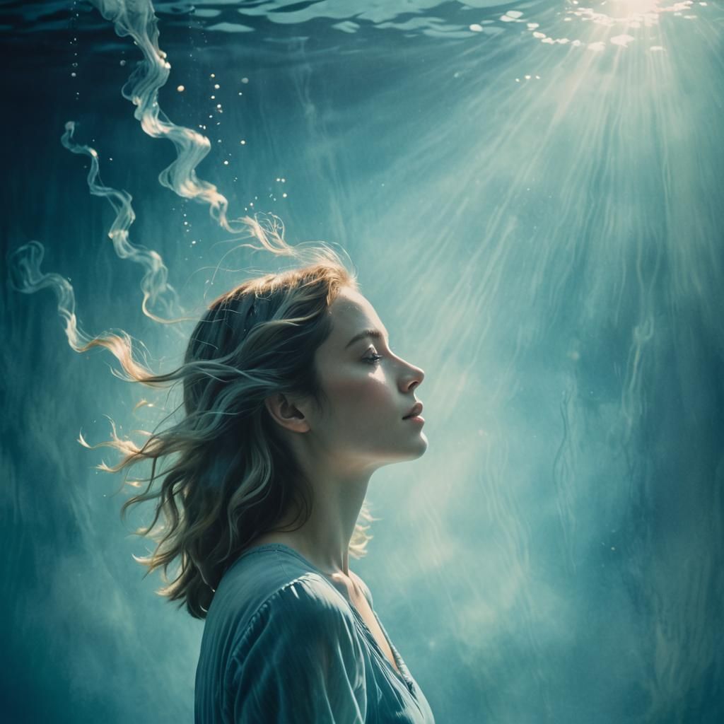 Ethereal Underwater Portrait in Impressionist Style