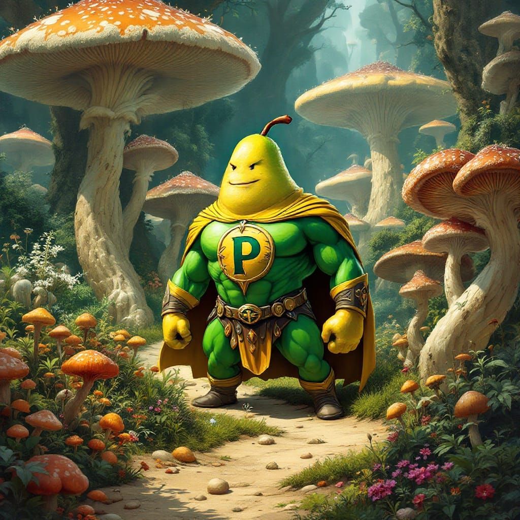 Pear Hero Embodies Fierce Fungal Fantasy in Art Nouveau Comi...