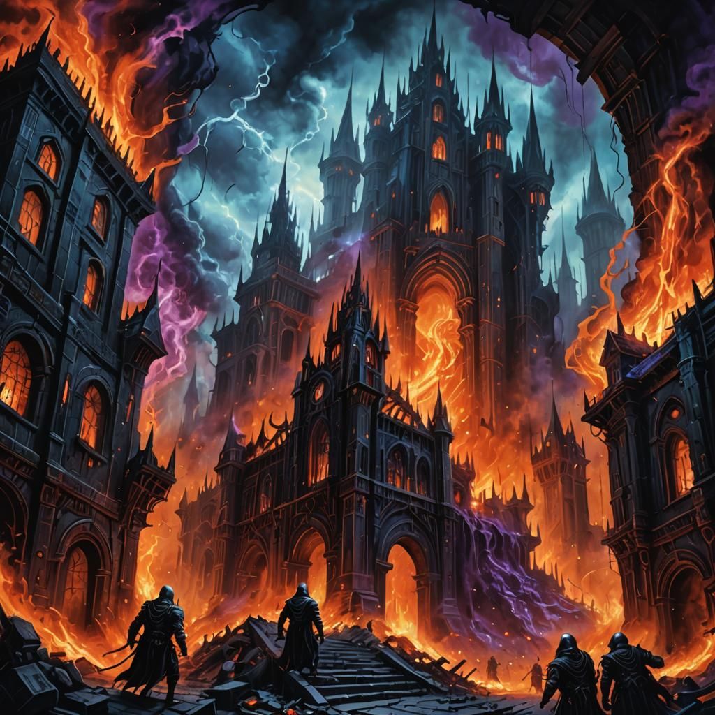 Medieval City Under Siege by Nightmarish Creatures