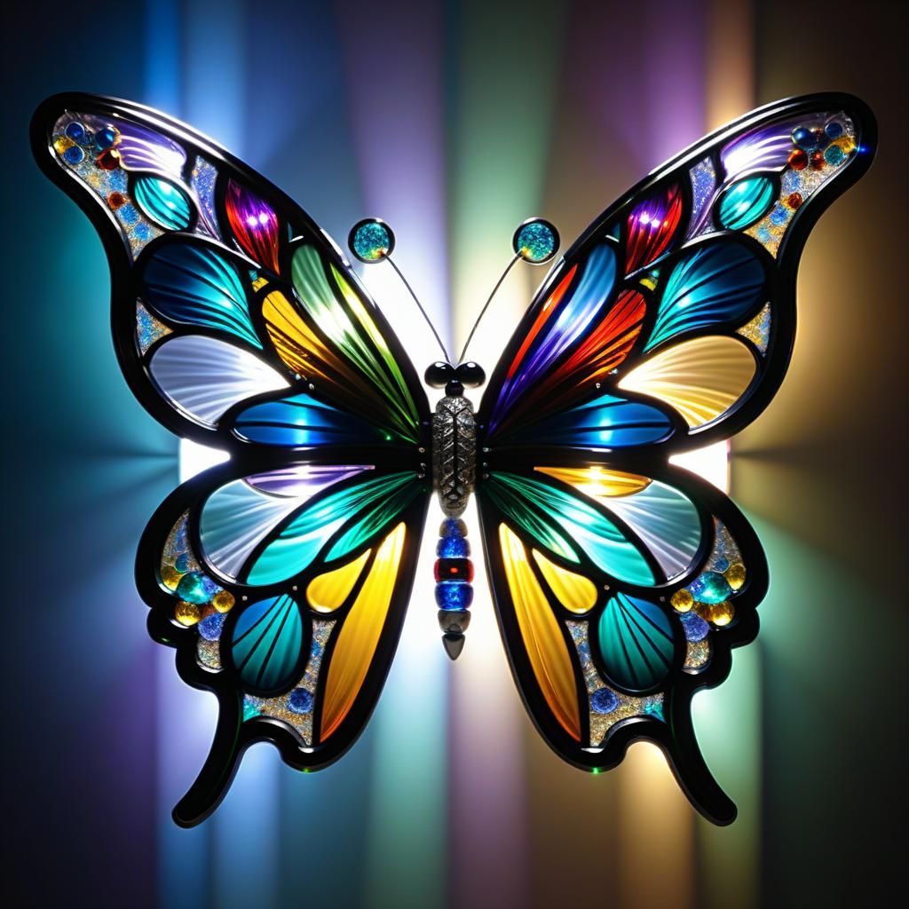 Geometric Stained Glass Butterfly in Vibrant Colors