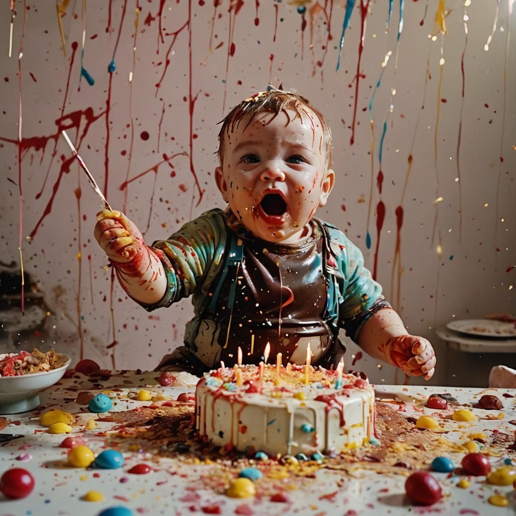 Chubby Baby's Messy Birthday Cake Smash
