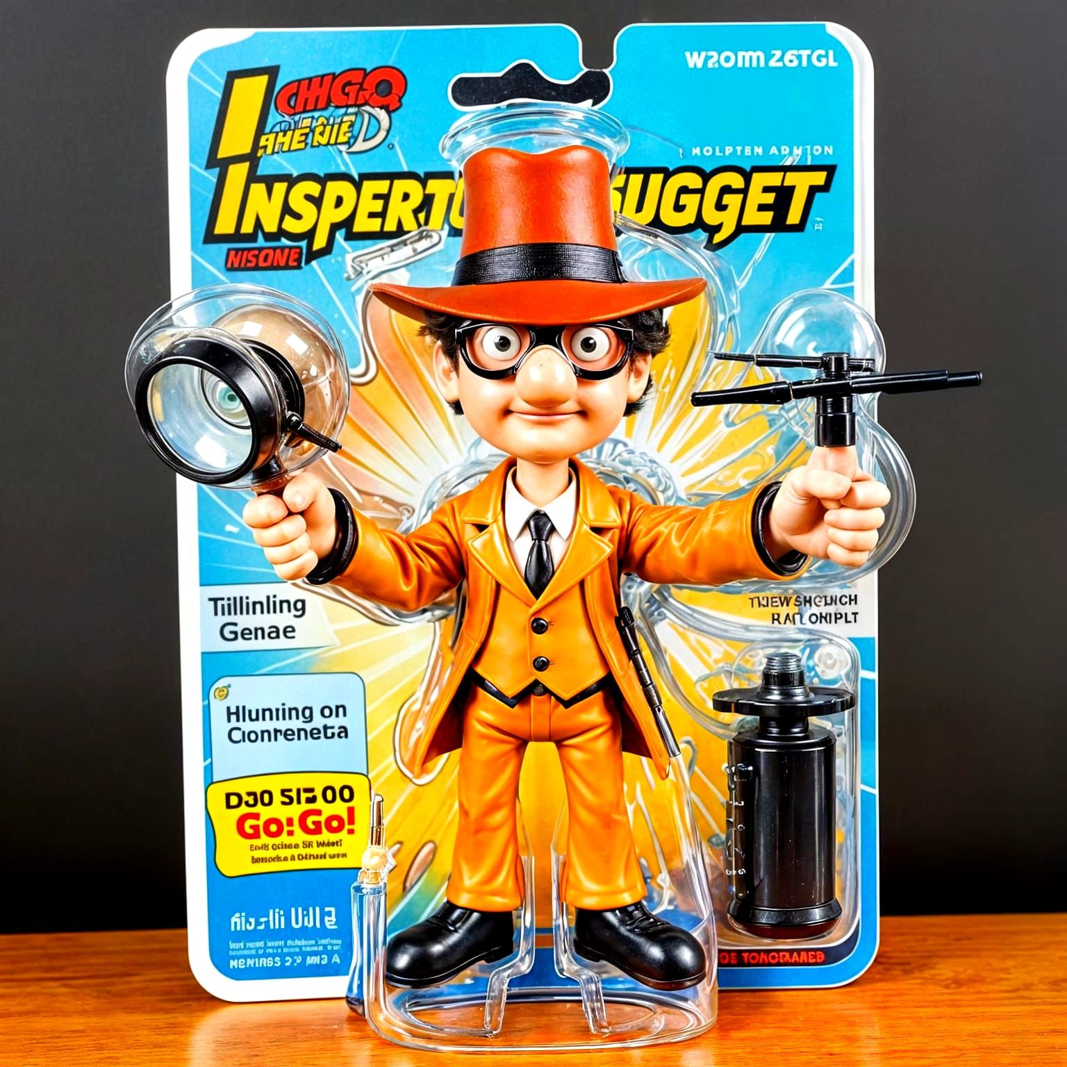 Retro Action Figure of Inspector Gadget in Whimsical Cartoon...