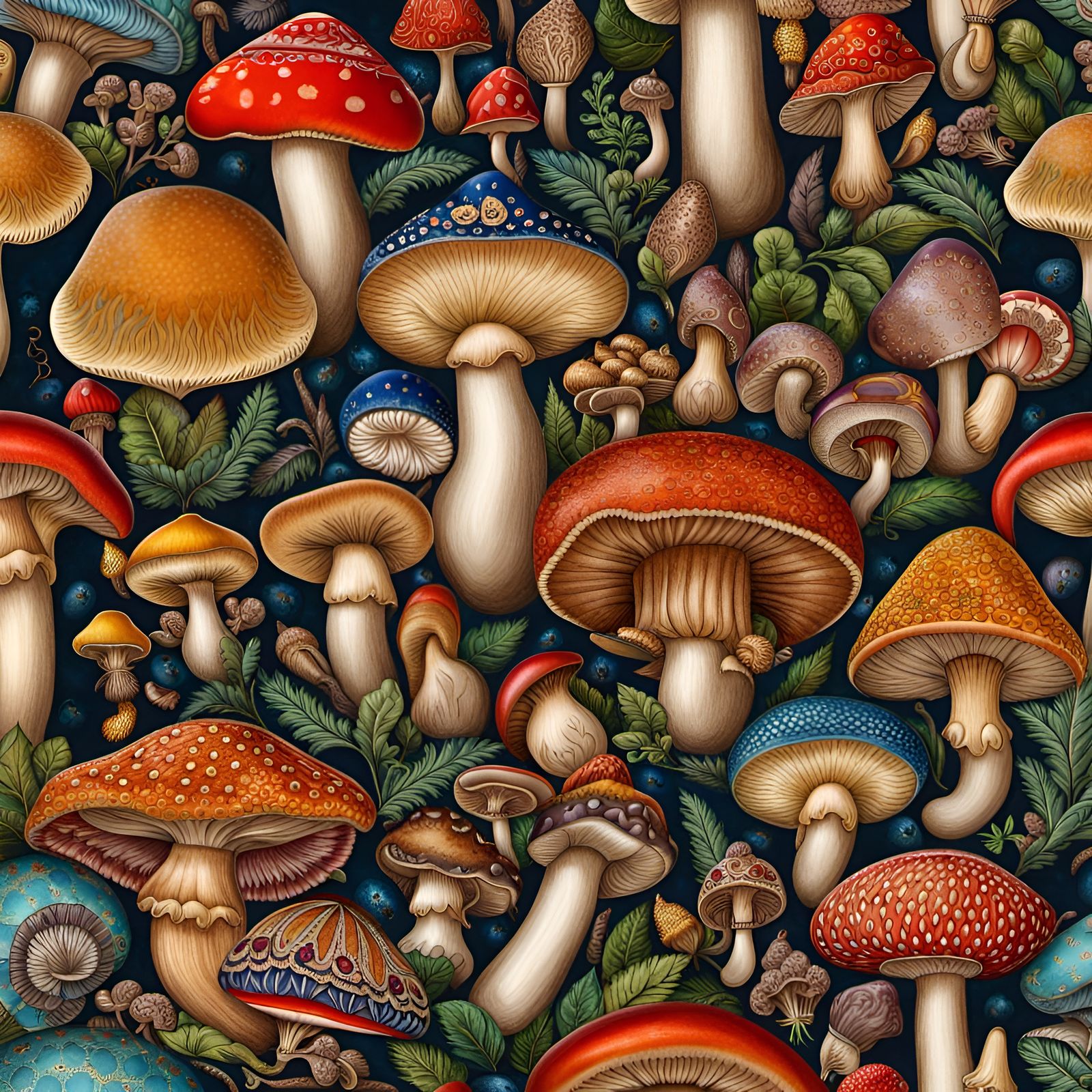 Various types of mushrooms