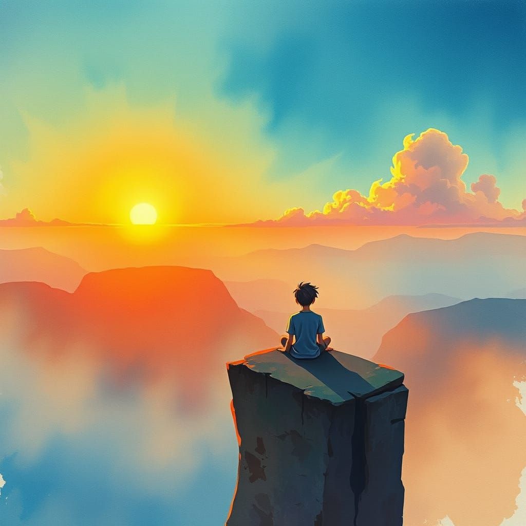 Serene Sunset Scene with Unseen Companions