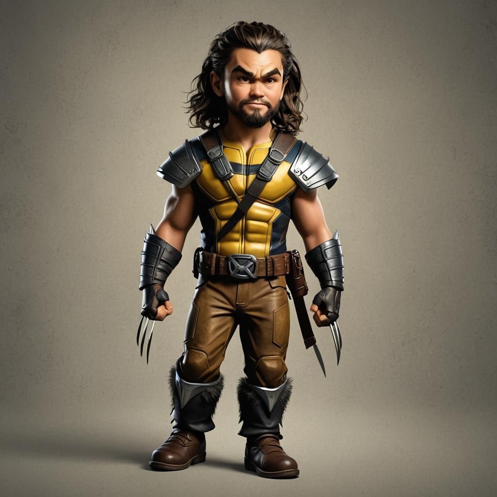Young Jason Momoa as Wolverine, 3D Digital Art