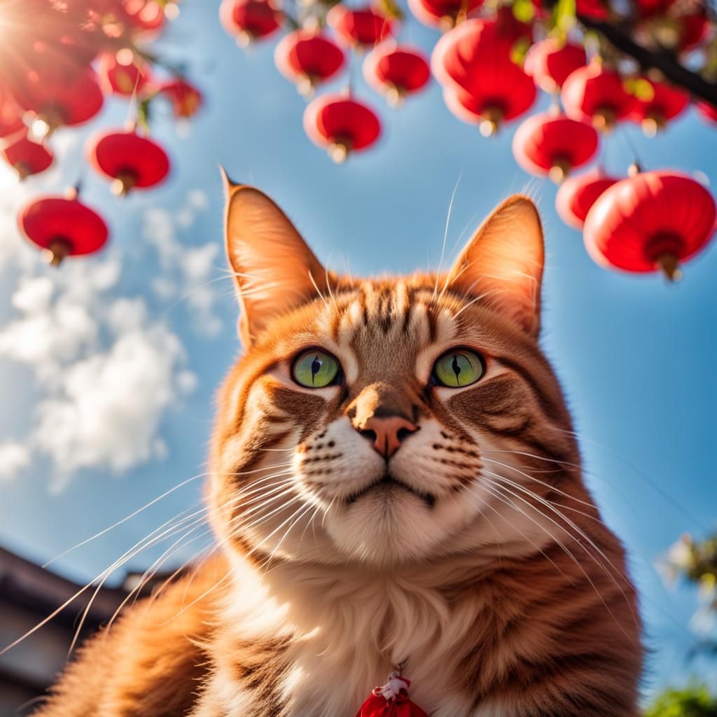 Smiling Cat Celebrates Chinese New Year in Taipei