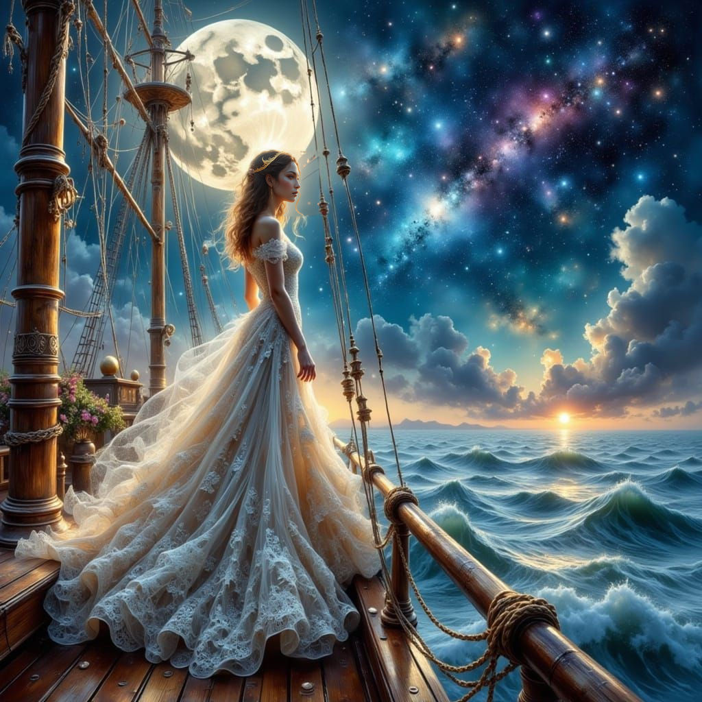Goddess Sets Sail on Lace Ship to Heavens