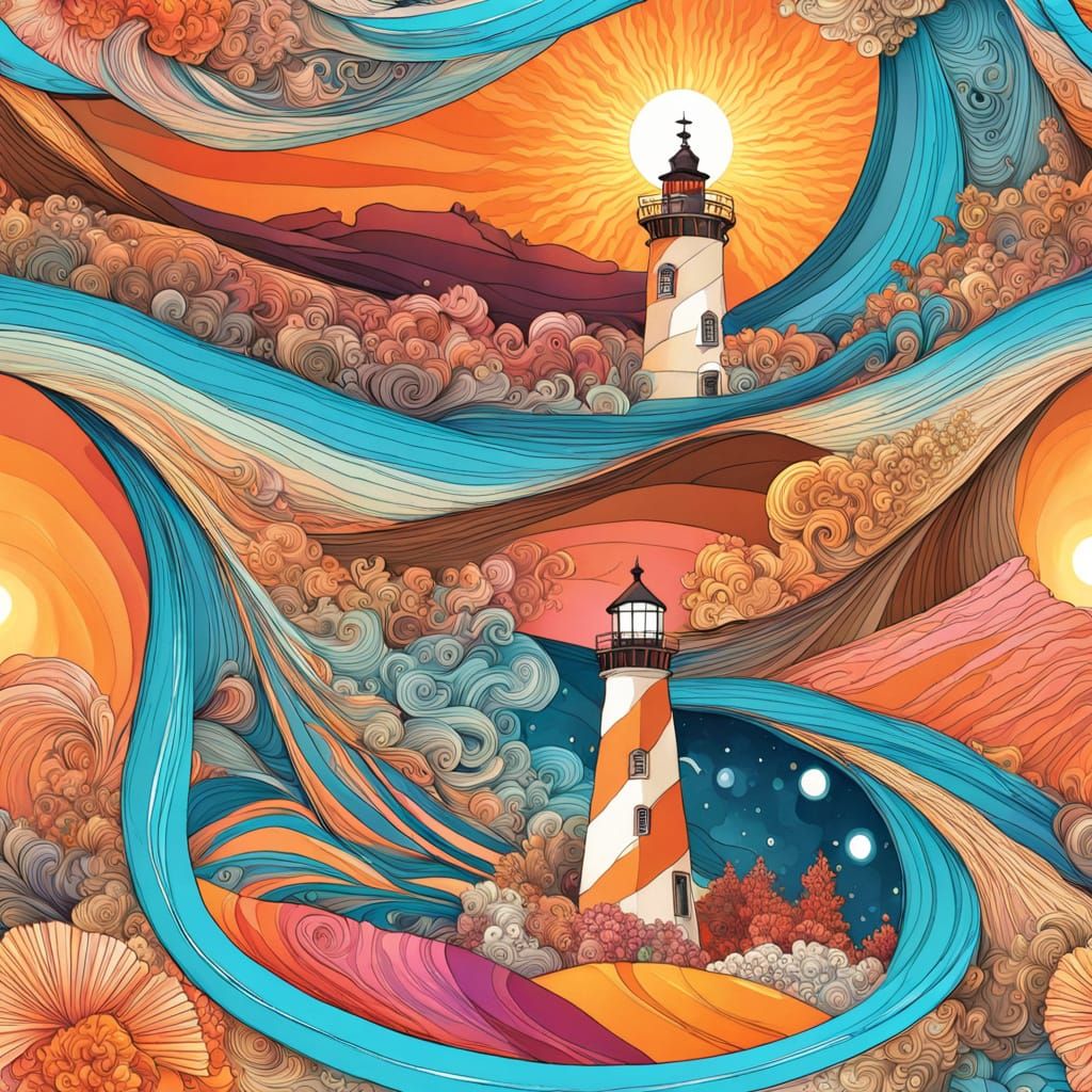 Lighthouse in Shell: Abstract Vector Fractal Art