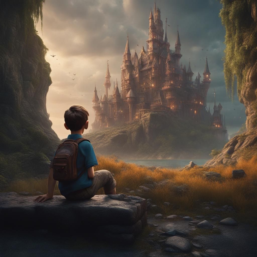 Lonely Boy Waiting: Detailed Matte Painting