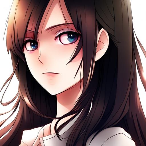 Anime Girl with Blue Eyes and Flowing Hair