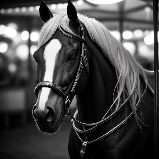 Elegant Carousel Horse in Close-Up Portrait