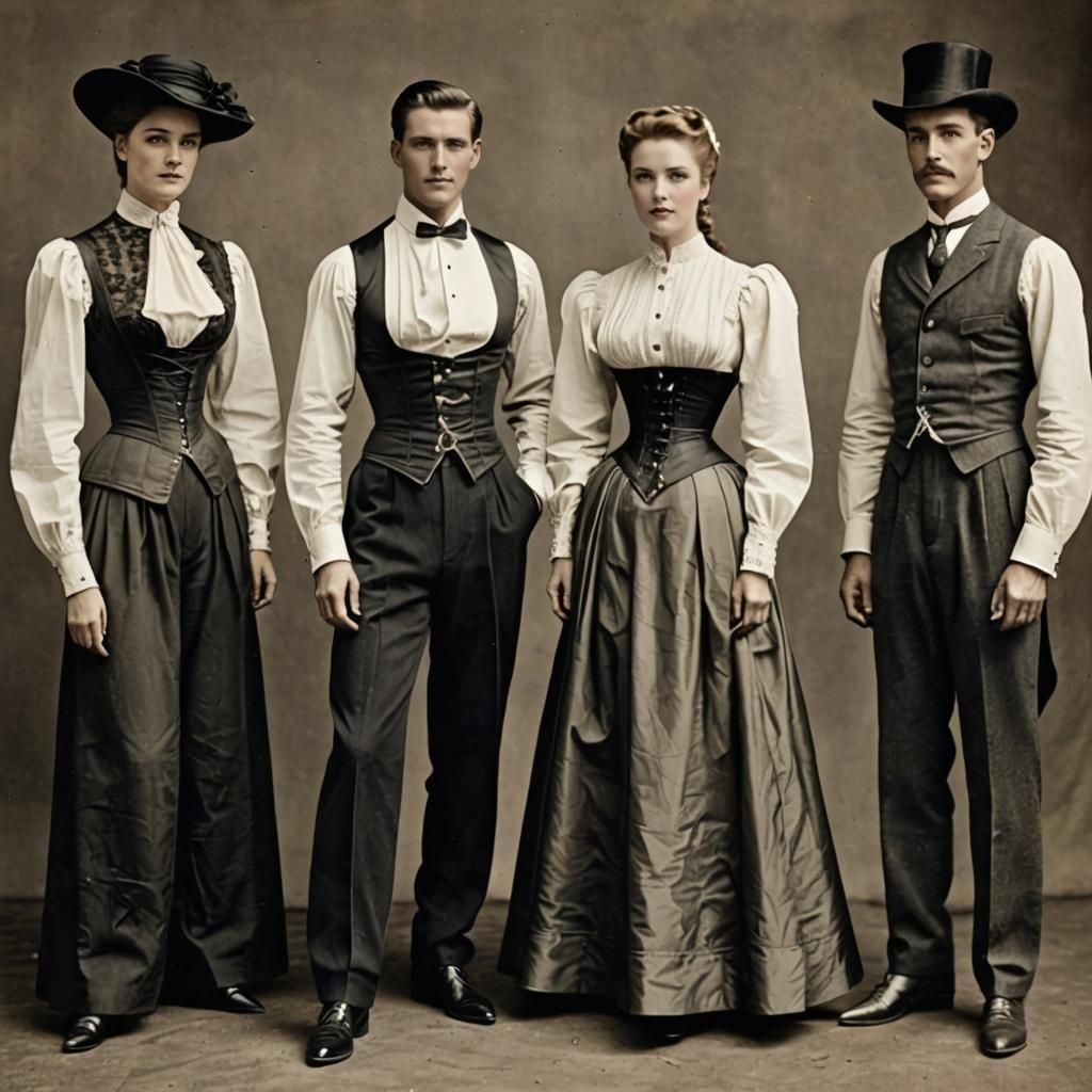 People in Formal Wear with Corsets and Skirts