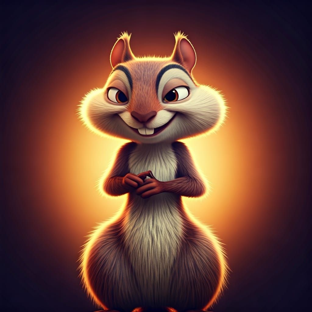 Mischievous Squirrel Preparing a Prank as 3D Digital Art
