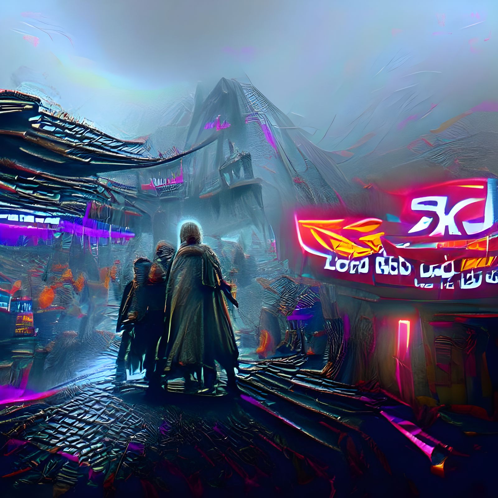 Cyberpunk Lord of the Rings: Neon Mordor Castle