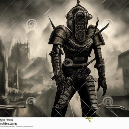 Medieval Knight and Blonde Lady in Gothic Art Style