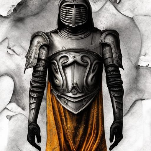 Medieval Knight with Blonde Lady in Gothic Art Style