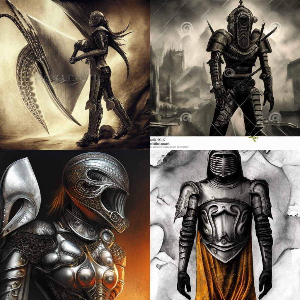 Medieval Knight and Lady in Gothic Art Style