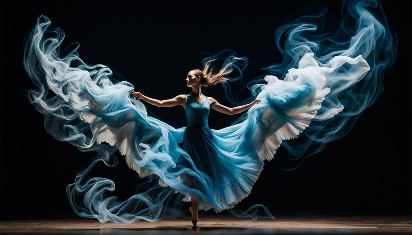 Dancer's Smoke Body Transforms Into Doves in Surreal Oil Pai...